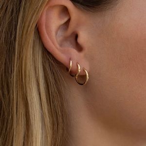 14k solid gold hoop earrings - Huggies